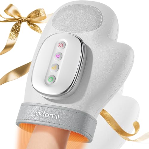 adomii Hand Massager with Heat and Compression, Hand Massager for Arthritis and Carpal Tunnel, Hand Massagers for Muscles, Hand Therapy with 5 Intensity &3 Modes &3 Heat Levels, Gifts for Women,White