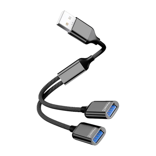 USB Splitter con 2 Puertos, Adaptador USB, Divisor macho a doble hembra para transferencia de datos y carga de energía, para MacBook, ordenadores de sobremesa, PC, teclado, ratón, PS5, impresora