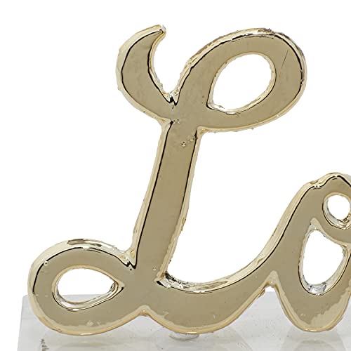 Deco-79-Aluminum-Love-Decorative-Sign-with-Acrylic-Set-of-2-6W-3H-Gold