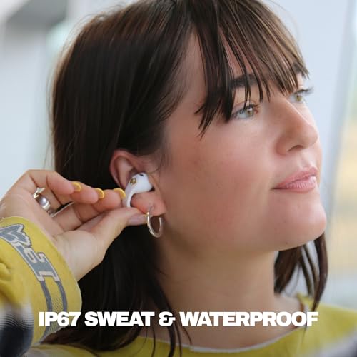 Image of Skullcandy Push 720 Open Wireless Open Ear Bluetooth Earbuds, Headphones, Waterproof, Clip-On Lightweight Design, 30 Hours Battery, Wireless Charging Pouch, Microphone for iPhone Android - Bone