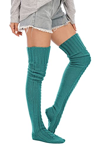 Image of Leoparts Women's Cable Knitted Thigh High Boot Socks Extra Long Winter Stockings Over Knee Leg Warmers