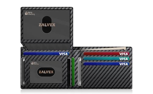 Image of Wallet for Men Slim RFID Blocking Leather Credit Card Holder Wallet for 14 Cards, Bifold Minimalist Thin Wallet with 2 ID Windows & Cash Slot, Front Pockt Carteras Para Hombres, Birthday Gifts for Men