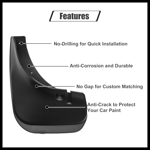 Image of Front and Rear Mud Flaps Splash Guards Fit for Toyota Corolla Sedan 1993-1997 - Pack of 4 Black Durable Material