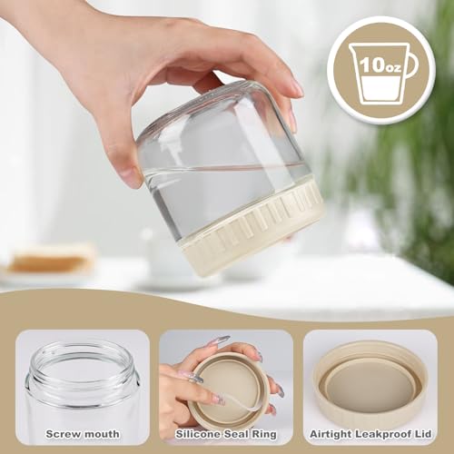 SHOWIN Overnight Oats Containers with Lids, 10oz Glass Jars with Lids 8 pcs, Apricot, Wide Mouth Mason jars for Salad, Yogurt, Snacks, Meal Prep by SHOWIN - Image 3