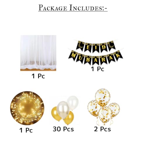 Image of Generic Eid Milad Un Nabi Decoration Combo Kit - Pack Of 35 Decoration Items For Home Decor | Eid Mubarak Banner | Milad Un Nabi Decoration