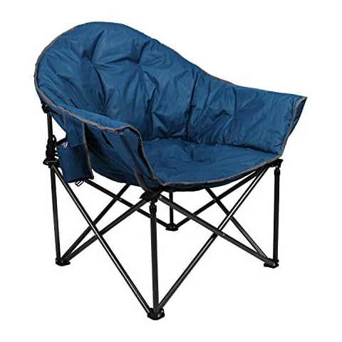ALPHA CAMP Oversized Camping Chairs Padded Moon Club Chair Portable with Folding Cup Holder and Carry Bag Cover