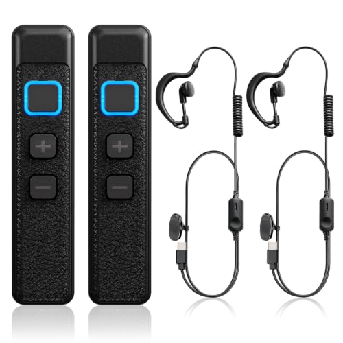 UNIKOO Mini Walkie Talkies with Earpiece Ultralight 27g Hands-Free Clip-On Two Way Radios for Restaurant Salon Hotel Retail & Business - Rechargeable Lapel Radio with 48-Hour Battery 2 Pack