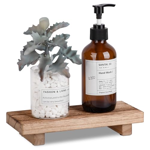 Bathroom Tray Farmhouse Decor Pedestal Stand Wood Riser Display Kitchen