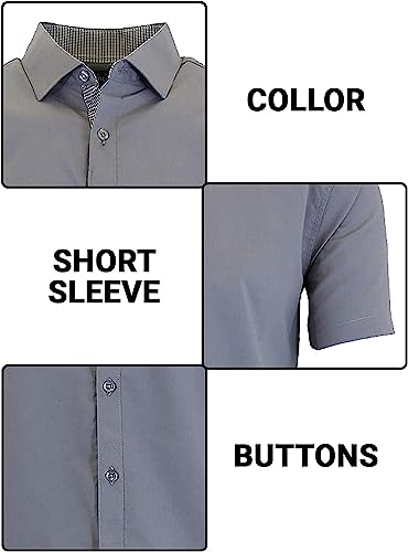 Galaxy by Harvic Mens Slim Fit Short Sleeve Button Up Dress Shirt (S- 5XL)3