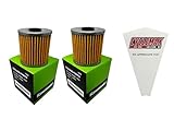 Cyclemax Two Pack compatible with Kawasaki Oil Filter 16099-004 Contains Two Filters and a Funnel