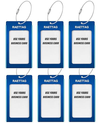 Image of Luggage Tags Metal Suitcase Tags Travel Bag ID Identifier Luggage Tag (Blue 6-Pack)