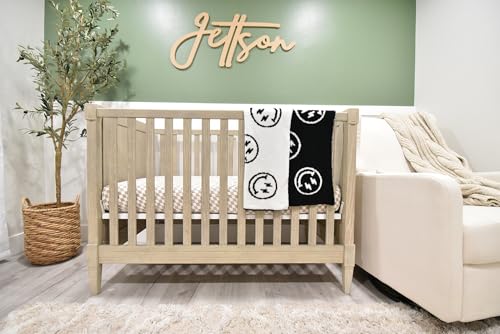 Image of L+L USA Smiley Face with Lightning Bolt Eyes Baby Blanket 28 inchx40 inch - DreamSoft Throw for Crib, Stroller or Car Seat Blanket /Newborn Nursery Gift for Toddler, Infant, Kids, Boys & Girls (Black /White)