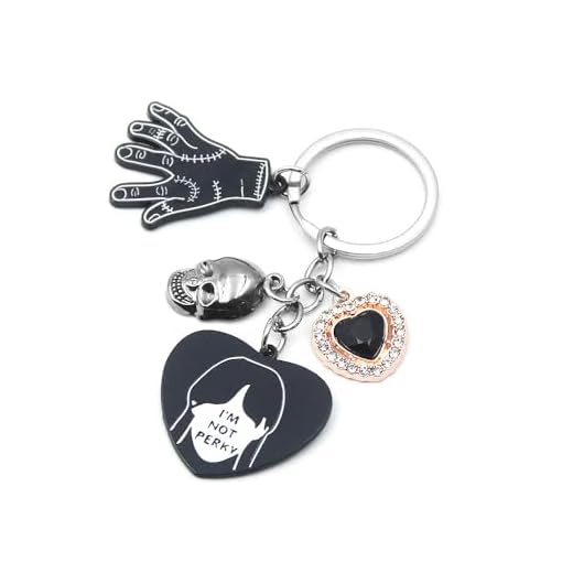 Gaweco Llavero de metal 4 en 1 con texto en inglés "Addams I'm Not Perky" para mascotas, diseño de calavera y corazón, colección de accesorios para cosplay, Multicolor, 35mm