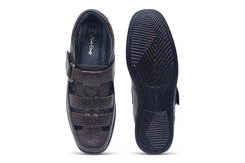 Image of Heels County Faux Leather Fisherman Sandals for Men