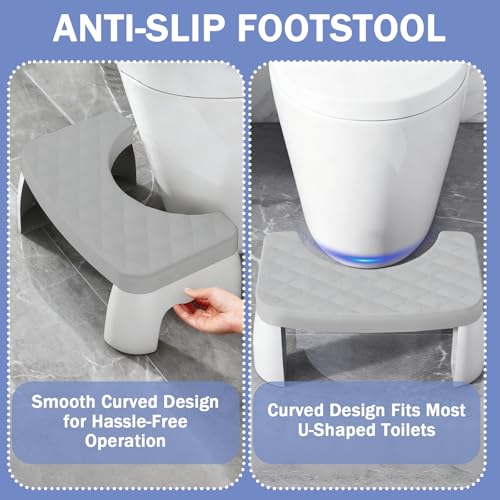 Toilet Step Stool for Adults & Kids - Detachable Anti-Slip Squatting Stool for Healthier Posture | Heavy Duty PP Bathroom Stool for Toddlers, Seniors & Families (Grey) - Image 6