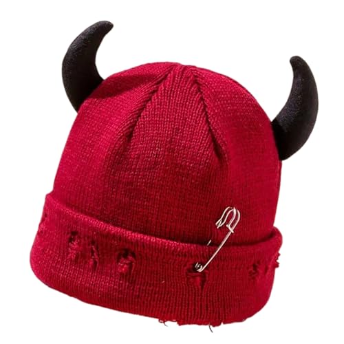 Gissroys Gorro Trenzado a Prueba De Viento Con Orejeras Y Detalles De Acento Plateado. Calor Todo El Año Para Senderismo Ciclismo Y Explorar La Ciudad. Cráneo Con Seguridad, rojo, Talla única