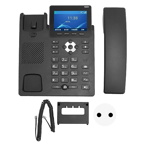 Vikye Teléfono IP con Pantalla a Color de 3,5 Pulgadas con WiFi 1000M RJ45, Botones Programables para Oficina y Negocios (Enchufe de la UE)