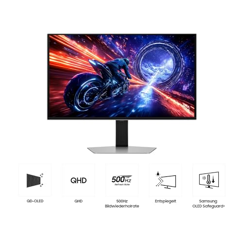 Samsung 27 Zoll Odyssey G60SF OLED Gaming Monitor, Bildschirm mit OLED-Panel, 2.560 x 1.440 Pixel, 500 Hz, 0,03 ms (G/G), Glare Free PC, NVIDIA G-Sync, AMD FreeSync Premium Pro, LS27FG602SUXEN