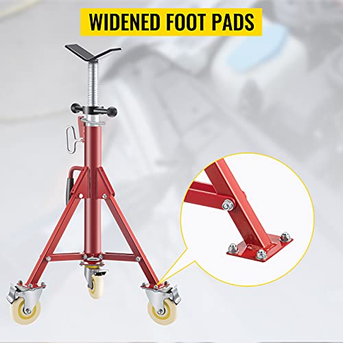 Vevor Pipe Stand, Pipe Jack Stands With Casters Adjustable Height 28-52 Inch, V Head Pipe Stand 882 Lb, Folding Portable Pipe Stands 1/8 To 12 Inch Pipe Supporting, Steel Jack Stand #TOP4