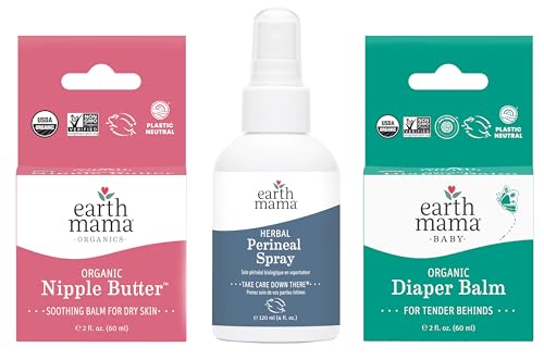Image of All Mama Needs Kit by Earth Mama | Organic Nipple Butter™ Breastfeeding Cream, Herbal Perineal Spray, Organic Diaper Balm-Diaper Cream for Baby