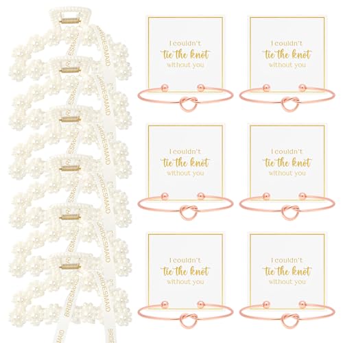 DEEKA 12 Pcs Bridesmaid Proposal Gifts, Pearl Hair Claw Clips & B...