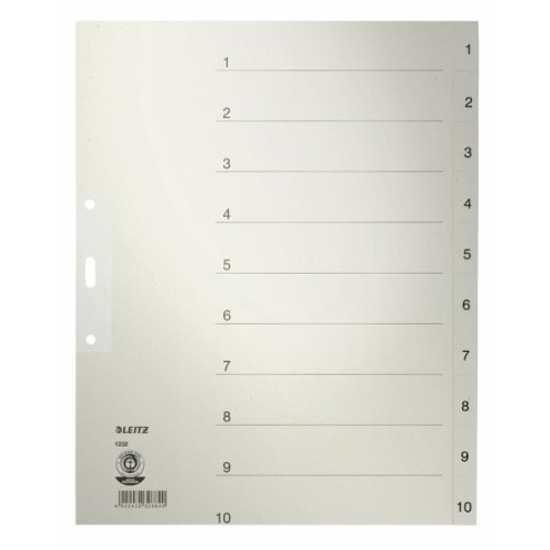 Preisvergleich Produktbild Leitz Papierregister 1-10, A4, Papier, 10 Blatt, grau