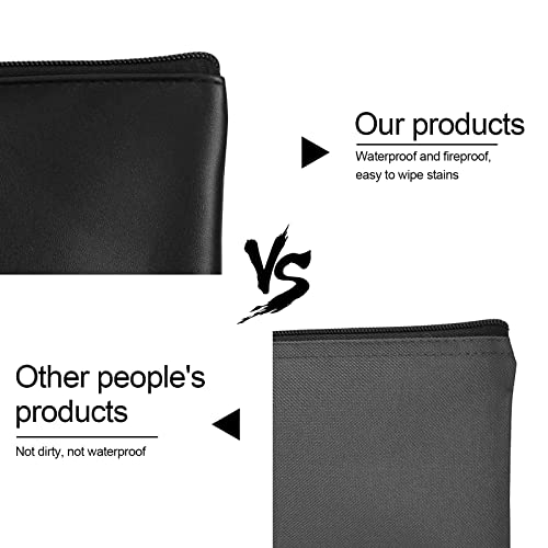 Image of 4Pack Money Bag 11 X 6 inch, Safe Durable Money Bags With Zipper For Cash Waterproof, Coin Money Pouch PU Leather Bank Bag, Bank Bags With Zipper for Checks Makeup Bills Receipts Tool Storage Bag (Black)