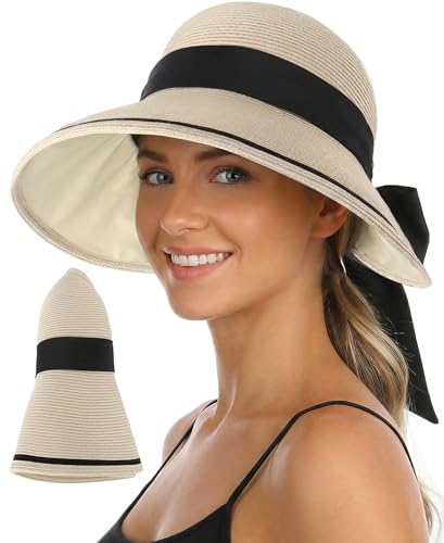 Sombrero de mujer con ala ancha y lazo estilo playa