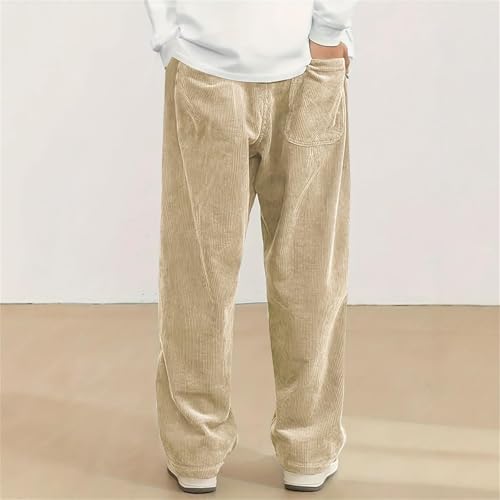 Mens Corduroy Casual Pants Fashion Loose Fit Wide Leg Pants Straight Sweatpants Elastic Drawstring Strip Corduroy Fabric2