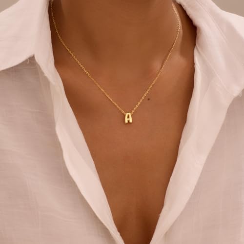Initial Necklaces for Women Bubble Gold Silver Letter Necklace Dainty Personalized Charm Pendant Name Necklace Cute Non Tarnish Fashion Accessories Teen Gift Trendy Stuff Jewelry Gifts4