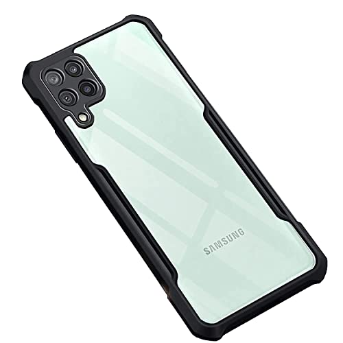 Image of Shockproof Back Cover Case for Samsung Galaxy A22 4G | 360 Degree Protection | Protective Design | Eagle Transparent Back Cover Case for Samsung A22 4G (PC, TPU | Black)