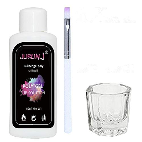 Magic skin 45ml Anti-stick Poly Gel Nail Liquid Slip Solution + Brush + Glass Cup For Nail Builder Gel Nail DIY Extension Tool