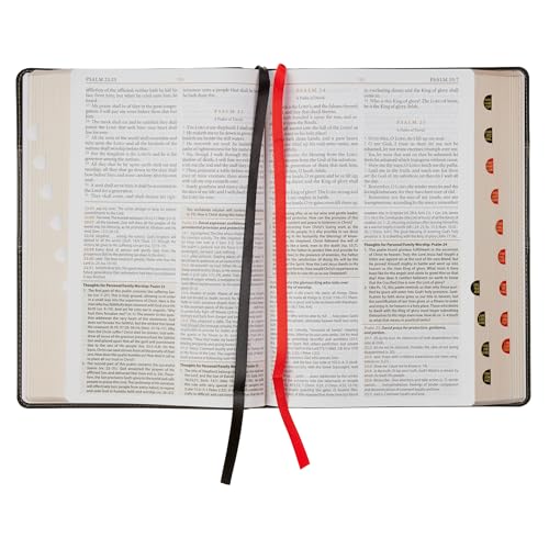 KJV Study Bible, Large Print King James Version Holy Bible, Thumb Tabs, Ribbons, Vegan Leather, Black/Gray Two-Tone - image 8