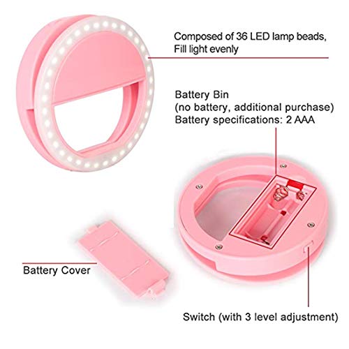 Portátil Selfie Ring Light Recarregável 3-Nível de Brilho 36 LED Flash Fotografia da câmera Self-tim