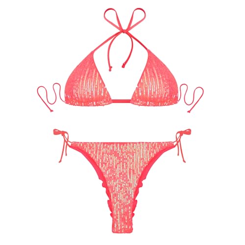 Bikini à paillettes femme pour sublimer le bronzage avec un string scintillant de plage