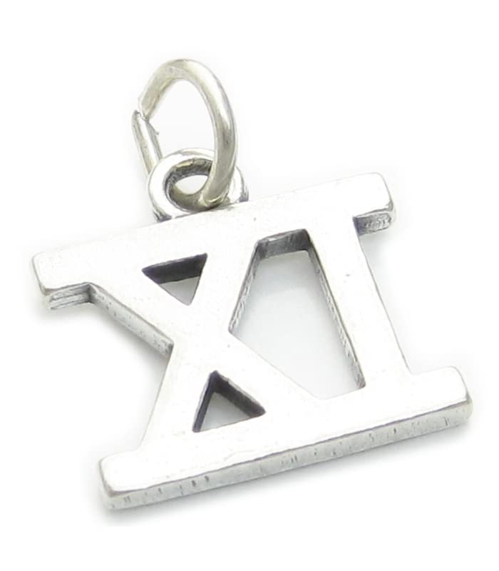 Charm - Pendente Numero romano numero 11 ciondolo in argento sterling .925 x1 XI numeri charms