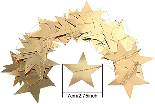 Image of Star Paper Garland Frills Banner Hanging Decoration Golden Pack of 4 Merry Christmas Diwali Decoration