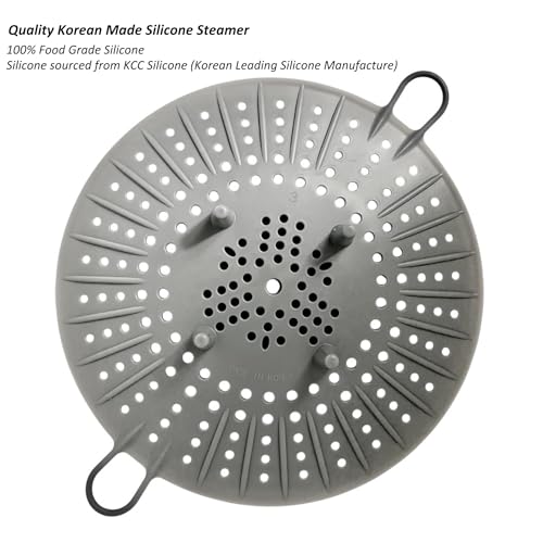 Korean Made Silicone Steamer Basket 10' Size, Silicone Steamer Insert for Pot Flexible Design (Gray) Stocking Stuffer