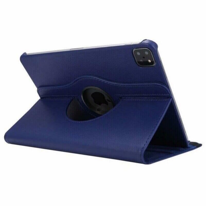 Étui iPad Pro 11 M5 2025 luxe en cuir bleu foncé à rabat rigide