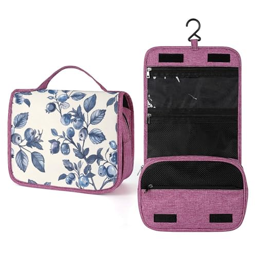 Trousse de toilette étanche suspendre femme grand format motif floral bleu pour voyage