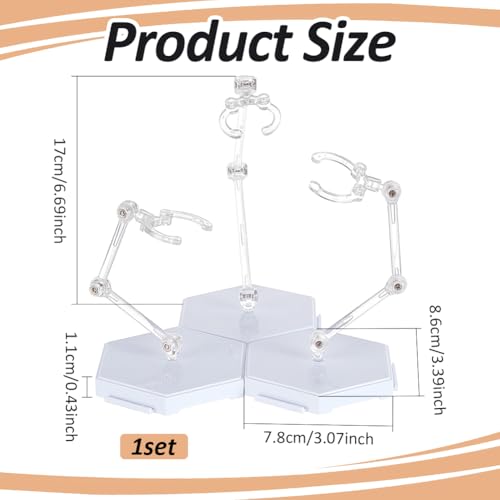 FINGERINSPIRE 3 Stück Actionfigurenständer Weiß Montage Actionfiguren Displayhalter Spleißbarer Sechskantsockel Modellstützständer Miniaturmodellsockel Für HG RG SHF 1/144 Figuren