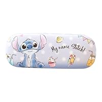 KATVVYE Anime Stitch Cartoon Brillenetui, Hartschalen-Brillenetui mit Tuch, tragbare Schutzhülle für Jungen und Mädchen, blau, S