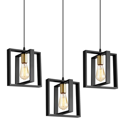 9MMML Black Pendant Lights Kitchen Island Set of 3, Farmhouse