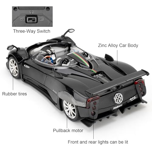 Modelo de Carro a Escala 1:24 Pagani Zonta Negro miniatura 4