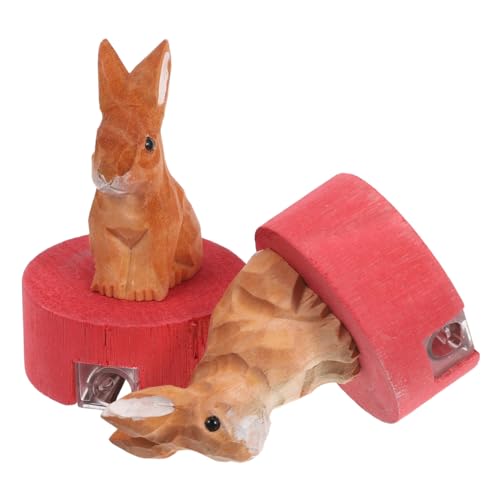 WEKAMOS 2個手動 小型筆削り 木製リアルなウサギ形状 デスク用かわいい筆削り器 学校 オフィス 家用おしゃれ文具