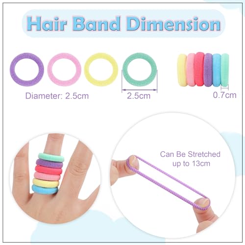 Image of GLUN Baby Toddlers Girls Elastics Hair Bands, 100 Piece Pack Multi Candy Colours Hair Ties High Elasticity, Ponytail Holders for Women & Girls