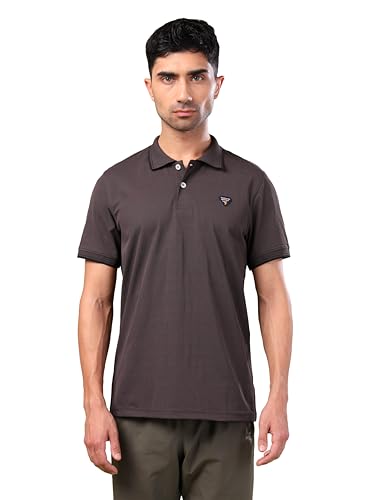 Image of TECHNOSPORT Men's Regular Fit Half Sleeve Polo T-Shirt with Collar, ELASTO Plus Quick Dry Moisture Wicking Polo Tee for Gym Sports Golf and Casual Wear