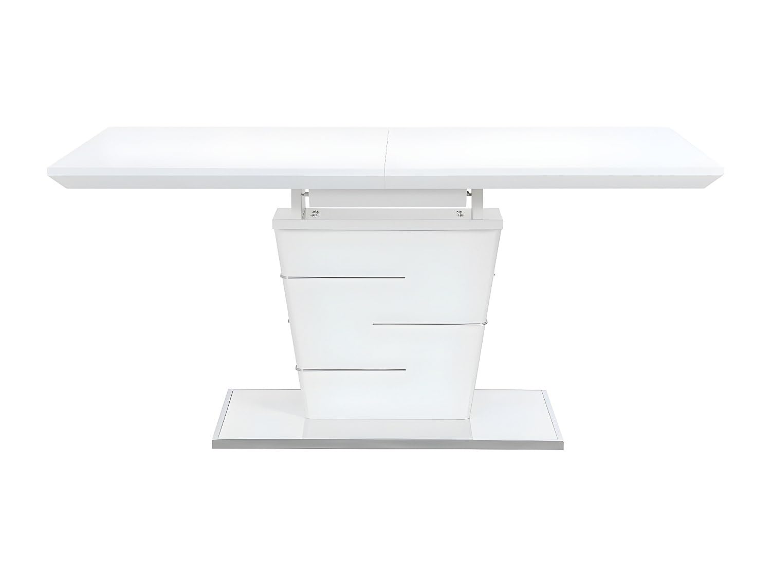 Vente-unique Mesa de Comedor Extensible con 6 a 8 Cubiertos, Madera de Densidad Media lacada, Color Blanco