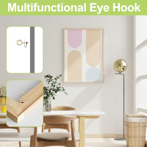 Image of Picture Hanging Kit - 3 Rolls 3M Brass Wires with 20Pcs Eye Hooks, Heavy Duty Hanging Accessories for Pictures Canvas Mirrors Artwork(Gold)