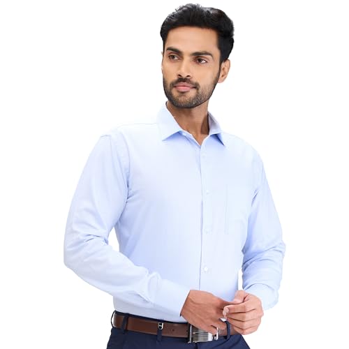 Image of Park Avenue Men Pure Cotton Slim Fit Structure Pattern Semi Cutaway Collar Formal Shirt